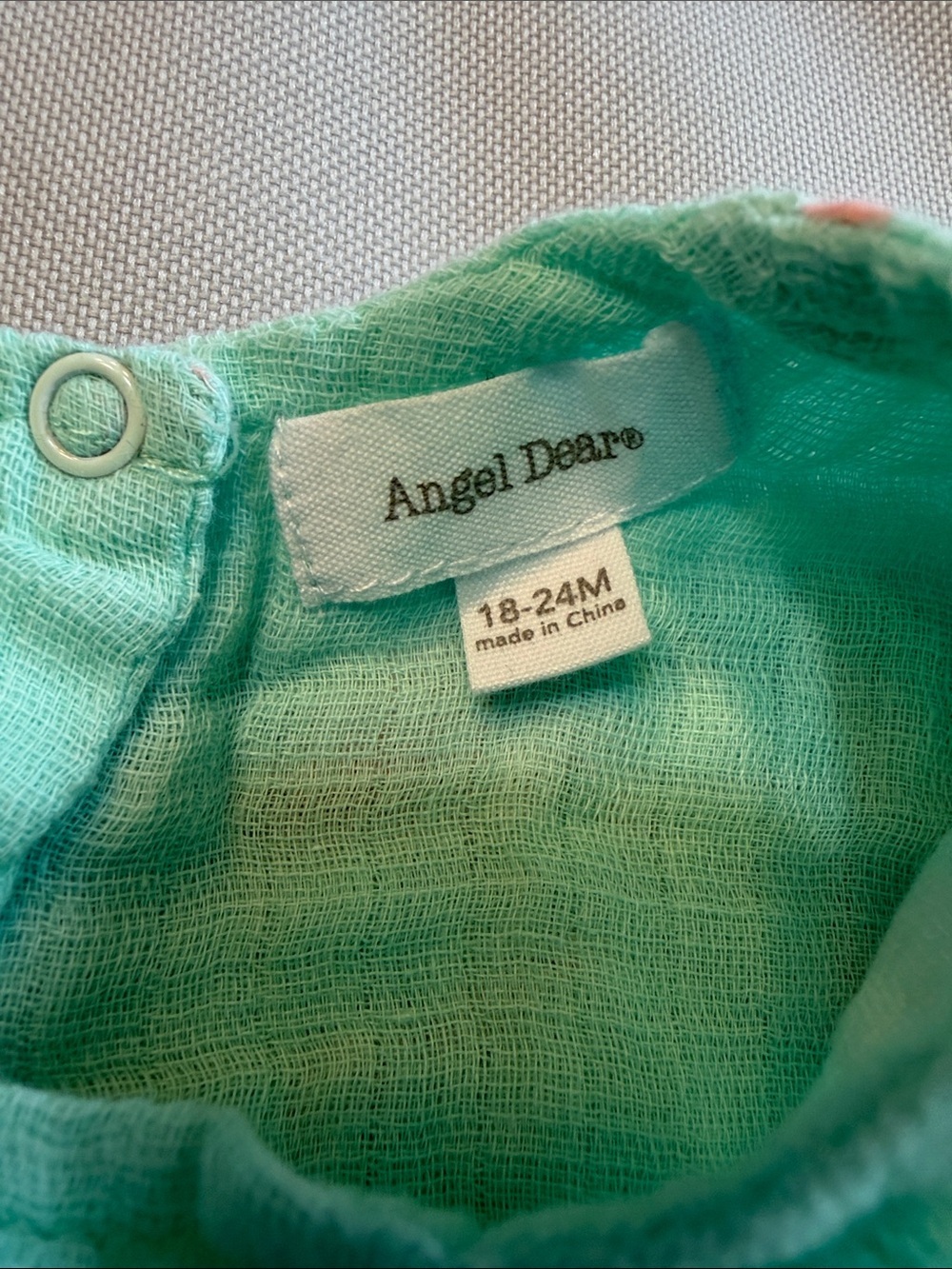 Angel Dear Mint Green and Pink Flamingo Ruffle Top & Diaper Cover Cotton Gauze - Picture 2 of 6